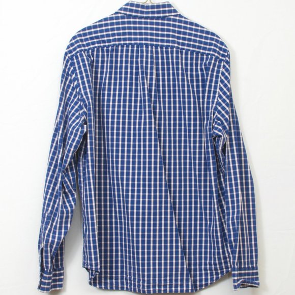 J. Crew L (17x35) Cotton Royal Blue Plaid Button Down - Picture 3 of 4